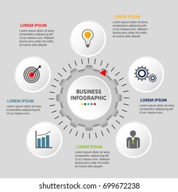 Business data visualization. Process chart. Abstract elements of graph, diagram with 5 steps, options, parts or processes. Creative concept for infographic.