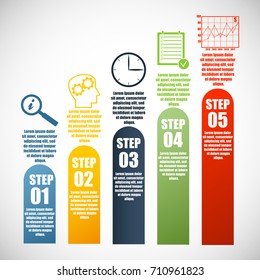 Business data visualization. Process chart. Abstract elements of graph, diagram with 5 steps, options, parts or processes. Vector business template for presentation. Creative concept for infographic.