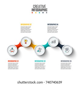 Business data visualization. Process chart. Abstract elements of graph, diagram with 5 steps, options, parts or processes. Vector business template for presentation. Creative concept for infographic.