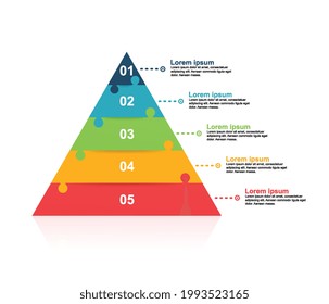 Business data visualization pyramid with puzzle pieces and 5 options or steps. Concept for infographics, template for presentations.