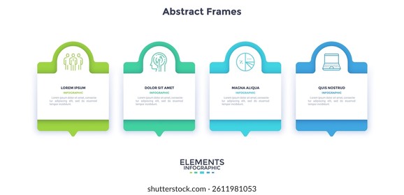 Business data visualization slide for web presentation. Creative modern diagram template for explaining concepts. Flat design infographic workflow framework. Vector illustration.