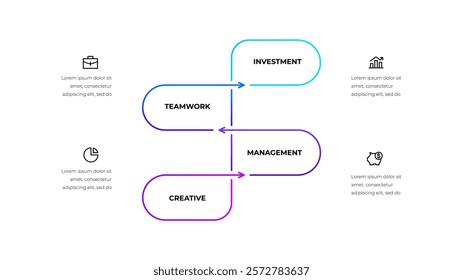 Business data visualization. Template for presentation. Design concept with 4 options, parts, steps or processes. Vertical infographic