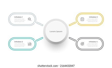 Business data visualization. Thin line concept for infographic with marketing icons and 4 options or steps. Can be usde for worflow diagram, info chart, wen design.