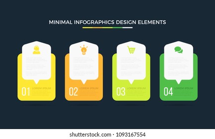 Business data visualization. Time line Process chart with 4 steps, labels. Abstract elements of graph, diagram options, parts or processes.