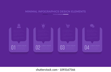 Business data visualization. Time line Process chart with 4 steps, labels. Abstract elements of graph, diagram options, parts or processes.