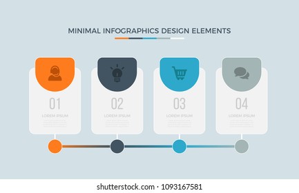 Business data visualization. Time line Process chart with 4 steps, labels. Abstract elements of graph, diagram options, parts or processes.