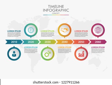 Business data visualization. timeline infographic icons designed for abstract background template milestone element modern diagram process technology digital marketing data presentation chart Vector