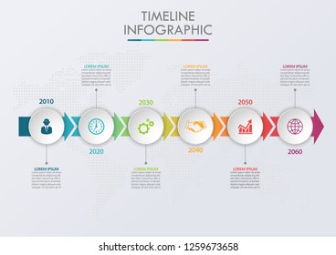 Template Timeline Infographic Colored Horizontal Numbered Stock Vector ...