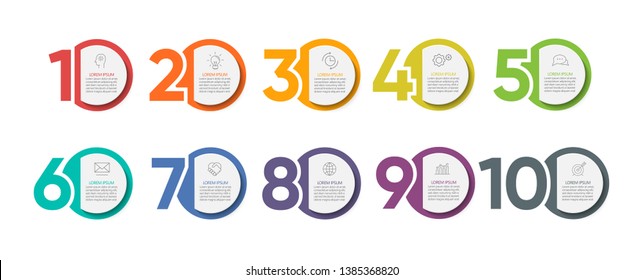 Business data visualization. timeline infographic icons designed for abstract background template with numbers 10 options or steps. Vector illustration