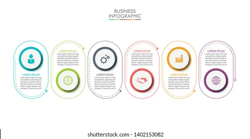 Business data visualization. timeline infographic icons designed for abstract background template with 6 options.
