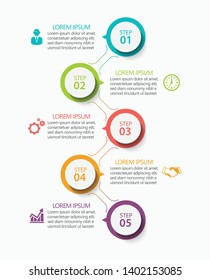 Business data visualization. timeline infographic icons designed for abstract background template with 5 options.