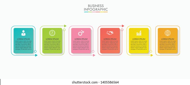 Business data visualization. timeline infographic icons designed for abstract background template with 6 options.