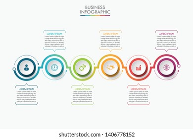 Business data visualization. timeline infographic icons designed for abstract background template with 6 options.
