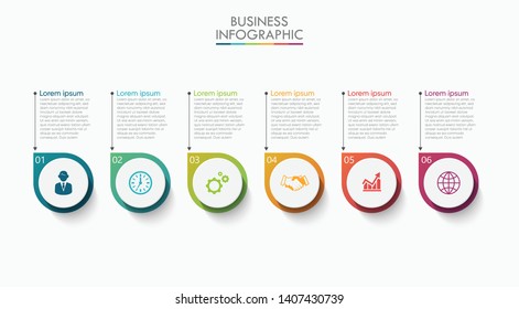 Business data visualization. timeline infographic icons designed for abstract background template with 6 options.
