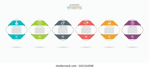 Business data visualization. timeline infographic icons designed for abstract background template with 6 options.
