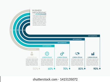 Business Data Visualization. Timeline Infographic Icons Designed For Abstract Background Template With 5 Options