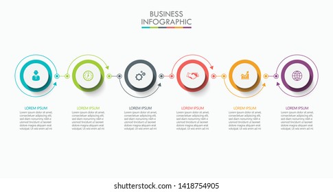 Business data visualization. timeline infographic icons designed for abstract background template with 6 options.