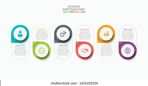 Business data visualization. timeline infographic icons designed for abstract background template with 6 options.

