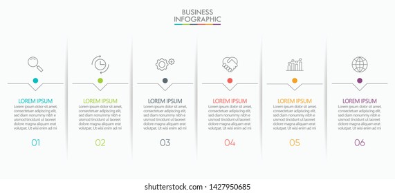 Business data visualization. timeline infographic icons designed for abstract background template with 6 options.