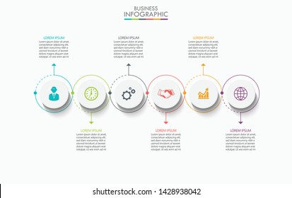 Business data visualization. timeline infographic icons designed for abstract background template with 6 options.

