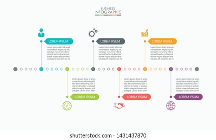 Business data visualization. timeline infographic icons designed for abstract background template with 6 options.
