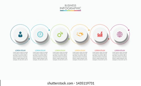 Business data visualization. timeline infographic icons designed for abstract background template with 6 options.