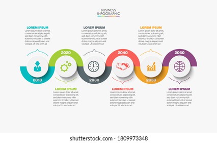 Visualisierung von Geschäftsdaten. Infografik-Symbole der Timeline für abstrakte Hintergrundvorlage