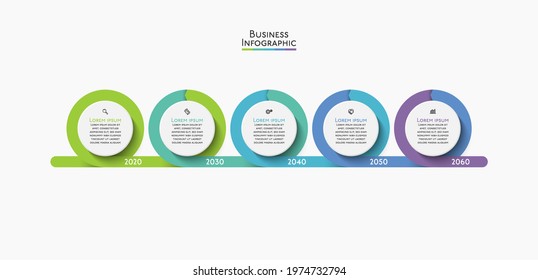 Business data visualization. Timeline infographic abstract background template design with icons