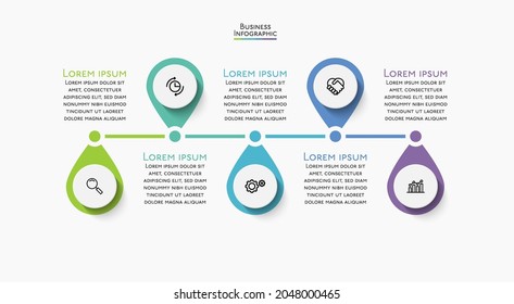 Visualisierung von Geschäftsdaten. Infografik-Symbole der Timeline für abstrakte Hintergrundvorlage