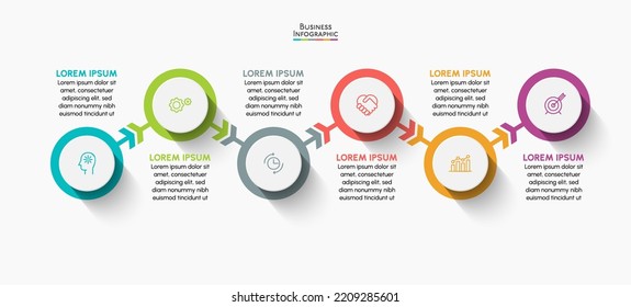Visualisierung von Geschäftsdaten. Infografik-Symbole der Timeline für abstrakte Hintergrundvorlage
