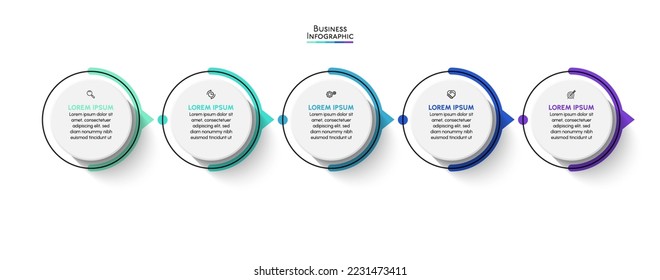 Visualización de datos empresariales. iconos de infografía de línea de tiempo diseñados para plantilla de fondo abstracto
