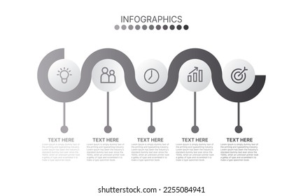 Business data visualization. timeline infographic icons designed for abstract background template with 5 circle shape.
