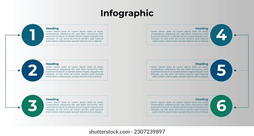 Visualización de datos empresariales. infografía de línea de tiempo seis pasos Plantilla de diseño de infografía