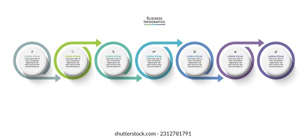 Visualisierung von Geschäftsdaten. Infografik-Symbole der Timeline für abstrakte Hintergrundvorlage