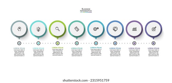 Visualización de datos empresariales. iconos de infografía de línea de tiempo diseñados para plantilla de fondo abstracto