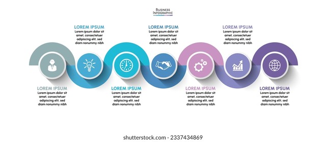 Visualización de datos empresariales. iconos de infografía de línea de tiempo diseñados para plantilla de fondo abstracto