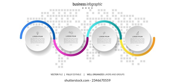 Visualización de datos empresariales. iconos de infografía de línea de tiempo diseñados para plantilla de fondo abstracto elemento hito diagrama moderno tecnología de proceso de marketing digital gráfico de presentación de datos vector