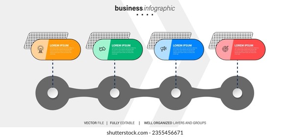 Visualisierung von Geschäftsdaten. Timeline-Infografische Symbole für abstraktes Hintergrundbild-Meilenstein-Element Modernster Diagramm Technologie Digital-Marketing-Daten-Präsentationstabelle Vektor
