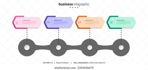 Visualización de datos empresariales. iconos de infografía de línea de tiempo diseñados para la plantilla de fondo abstracto elemento hito de diagrama moderno tecnología de proceso de marketing digital gráfico de presentación de datos Vector
