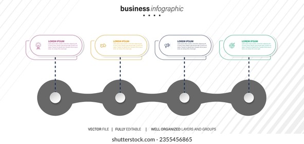 Visualización de datos empresariales. iconos de infografía de línea de tiempo diseñados para la plantilla de fondo abstracto elemento hito de diagrama moderno tecnología de proceso de marketing digital gráfico de presentación de datos Vector
