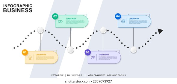 Visualisierung von Geschäftsdaten Zeitstrahl-Infografiken für abstrakte Hintergrundbilder-Meilenstein-Element Modernste Diagramm Technologie Digital-Marketing-Daten-Darstellung Diagramm Vektorgrafik