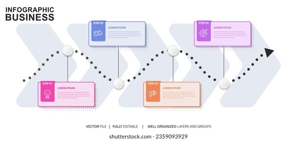 Visualisierung von Geschäftsdaten Zeitstrahl-Infografiken für abstrakte Hintergrundbilder-Meilenstein-Element Modernste Diagramm Technologie Digital-Marketing-Daten-Darstellung Diagramm Vektorgrafik