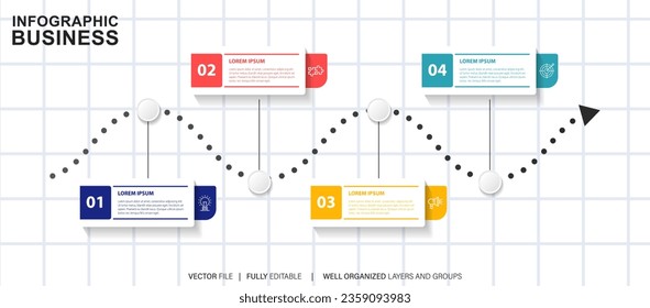 Business data visualization timeline infographic icons designed for abstract background template milestone element modern diagram process technology digital marketing data presentation chart Vector