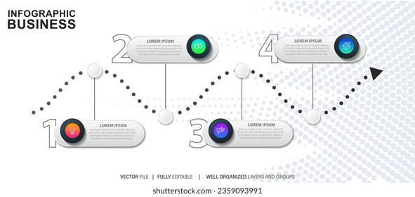 Business data visualization timeline infographic icons designed for abstract background template milestone element modern diagram process technology digital marketing data presentation chart Vector