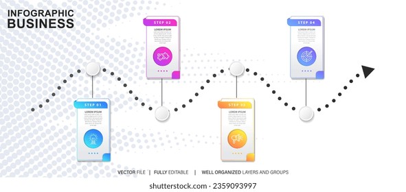 Business data visualization timeline infographic icons designed for abstract background template milestone element modern diagram process technology digital marketing data presentation chart Vector