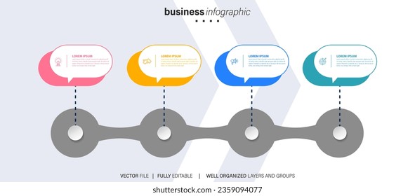 Iconos de infografía de la línea de tiempo de visualización de datos empresariales diseñados para la plantilla de fondo abstracto elemento hito de diagrama moderno tecnología de procesos de marketing digital diagrama de presentación de datos Vector
