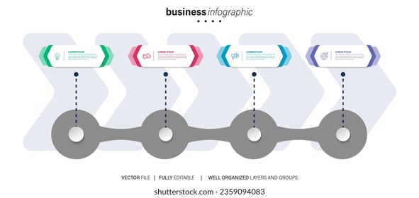 Iconos de infografía de la línea de tiempo de visualización de datos empresariales diseñados para la plantilla de fondo abstracto elemento hito de diagrama moderno tecnología de procesos de marketing digital diagrama de presentación de datos Vector