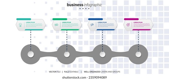 Business data visualization timeline infographic icons designed for abstract background template milestone element modern diagram process technology digital marketing data presentation chart Vector
