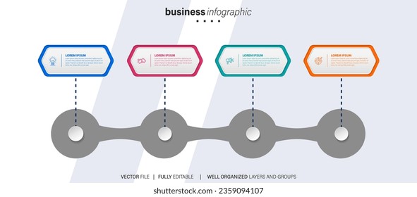Business data visualization timeline infographic icons designed for abstract background template milestone element modern diagram process technology digital marketing data presentation chart Vector