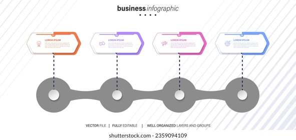 Iconos de infografía de la línea de tiempo de visualización de datos empresariales diseñados para la plantilla de fondo abstracto elemento hito de diagrama moderno tecnología de procesos de marketing digital diagrama de presentación de datos Vector